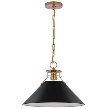Outpost 1-Light Large Pendant Matte Black With Burnished Brass